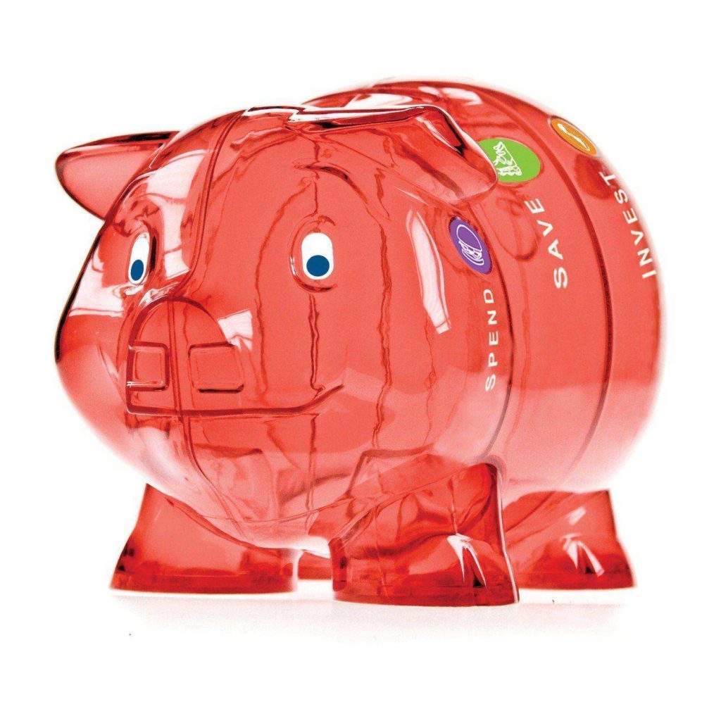 Terramundi Theme Park Fund White Red Large Money Pot Break Piggy Bank Save Gift 