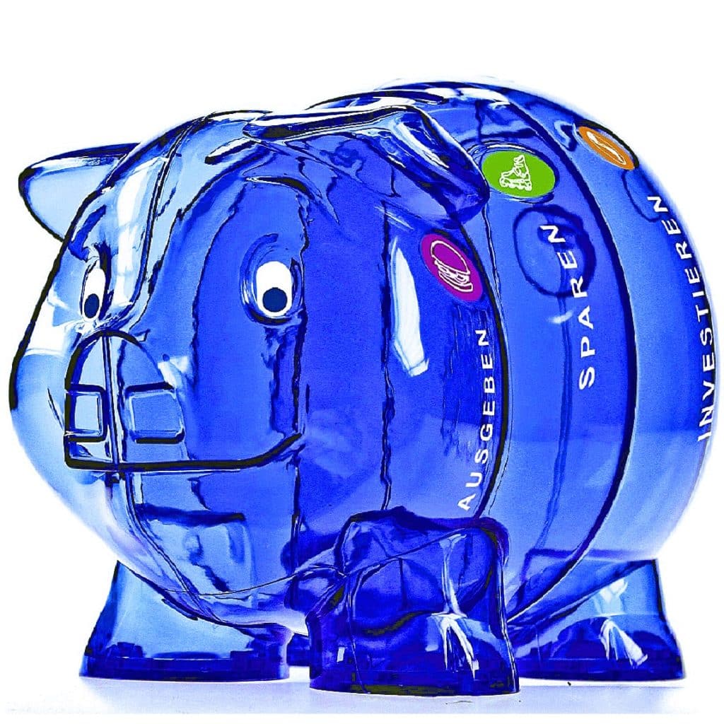 Sparschwein groß blau, mehrere Abteile