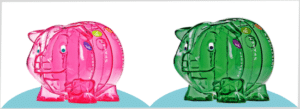 Sparschwein pink, grün