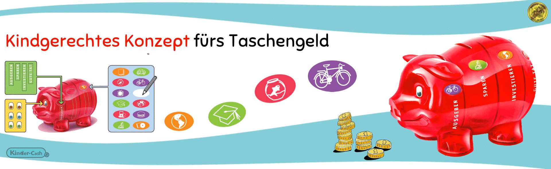 Sparschwein für Kinder mit Sticker für Taschengeld Sparziele