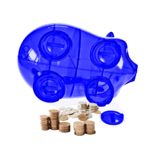 blaues sparschwein xxl mit münz - unten